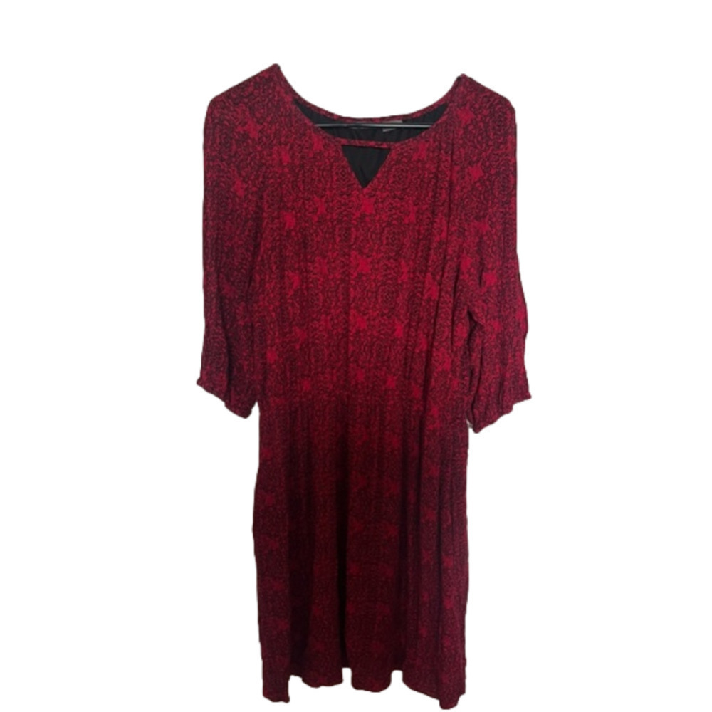 RED Paisley Open Shoulder Dress